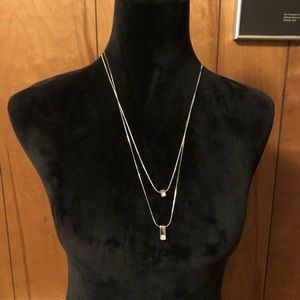 WHBM reversible layered square pendant necklace